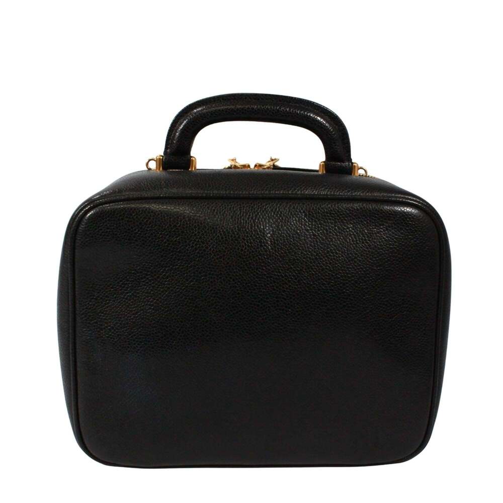CHANEL Black Caviar Leather Logo Vanity Bag - Picture 3 of 15